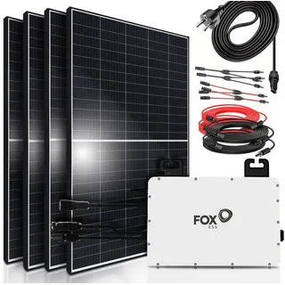 SUNNIVA® 1700W Balkonkraftwerk komplett Steckdose FOX ESS 800W Micro Wechselrichter PV Solaranlage Komplettset, 4x 425W (1700W) Solarmodule, inkl.5m Kabel, Y-Verteiler, Bluetooth, WIFI