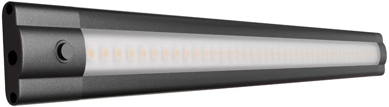 ledscom.de LED Unterbauleuchte SIRIS schwarz matt, warmweiß, 2700 K, flach , 30 cm, 368 lm, 4 W, 24V DC, Schalter, Stecksystem ATOM, IP20, Netzteil erforderlich (nicht enthalten)