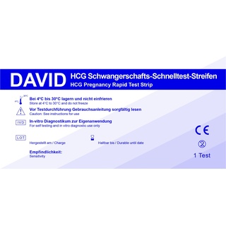 David Schwangerschaftstests Streifen HCG Schnelltest 10 St