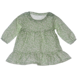 La Bortini Sommerkleid Baby Kleid gemustert in Grün langarm sommerlich mit Blumen aus weichem Musselin Stoff, 44 50 56 68 grün 62-68