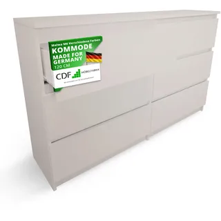CDF Kommode Kashmir mit 6 Schubladen 30 cm Tief Komodenschrank Komode für Wohnzimmer Schlafzimmer Schubladenschrank Malm Kommode viel Stauraum Geeignet Organizer Kleidung 120 cm Breite Modern Look