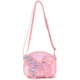 FOSDICK Kinder Handtasche Mädchen Schmetterlings Umhängetasche Mädchen Pailletten Kindertasche Cartoon Crossbody Bag Süße Kinderhandtasche Kleine Umhängetaschen mit Verstellbare Schultergurt (Rosa) - S