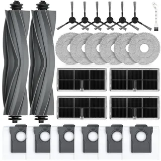 25 Stück Zubehör für Dreame L10s Pro Ultra Heat / L10s Ultra Gen 2 / X30 Ultra / L40 Ultra AE/Mova E30 Ultra Staubsauger, 2 Hauptbürste 6 Staubbeutel 6 Wischtücher 6 Seitenbürsten 4 Filter