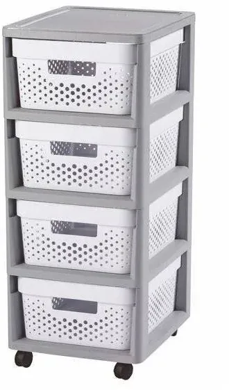 Curver Durchbrochenes Regal Infinity 4x11 L grau-weiß