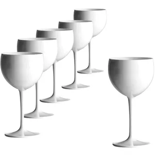 DoimoFlair Ballonglas Weinglas aus Kunststoff Weinbecher Plastik Rotweinglas Weiß 40 cl. Set 6 Stück