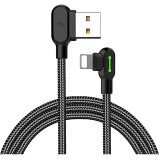 Mcdodo CA-4673 90 Grad Gaming Lightning Ladekabel/Datenkabel für iPhone, iPad, Airpods, schwarz 1,8m - Schwarz