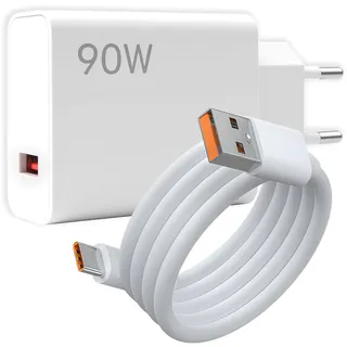 90W LadegeräT Xiaomi mit 6A Typ C Kabel 1M für MI 15 Ultra 14T 14 Ultra 13T 12 11T Pro Redmi Note 14 13 12 Pro+ Poco F7 X7 F6 GT – Turbo HyperCharge Netzteil Adapter für Xiaomi Redmi Poco Smartphone