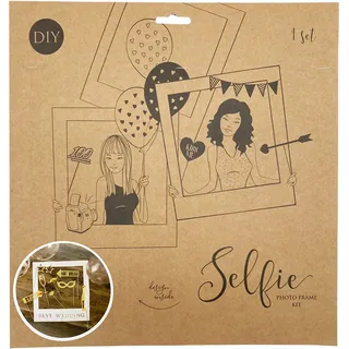 Foto Booth Selfie Set Hochzeit weiß gold 12 tlg Party Foto Feier feiern