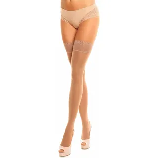 Halterlose Feinstrümpfe GLAMORY "Vital", Damen, Gr. 60/62, beige (make, up), Elasthan, Polyamid, transparent, uni, elastisch, Socken, leichte Stützkraft, Seidig matt, weicher Spitzenbund