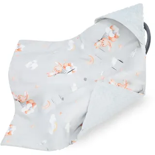 Einschlagdecke Babyschale Baby Decke 90x90 cm - Fußsack Blanket für Kinderwagen und Autositz Ganzjahres für Neugeborenen und Kleinkinder Einschlagsdecken für 3 und 5 Punkt Gurt Minky Oeko-Tex