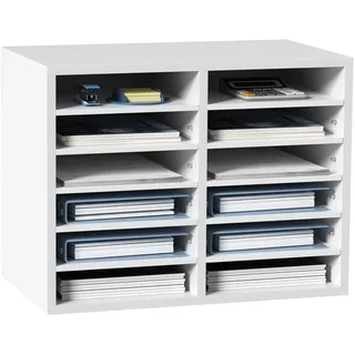 VEVOR Briefablage Schreibtisch Organizer 520 x 305 x 410 mm, 2,3–5,6 cm Einstellbar A4 Stapelbar, Papierablage, Aufbewahrung Schreibtisch Ablagesystem Organisation, Ablage (Weiß, 2 x 6 Fächer)