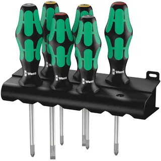 WERA Schraubendrehersatz Kraftform Plus Lasertip + Rack, 6-teilig