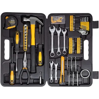 CARTMAN 148-teiliges Werkzeugset – Allgemeines Handwerkzeug-Kit mit Kunststoff-Werkzeugkoffer, Automobil-Werkzeugsatz in Gelb