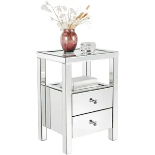 Xora Nachtschrank, Silber, Glas, 2 Schublade(n) Schubladen, 45.8x66x35.5 cm, Schlafzimmer, Nachttische