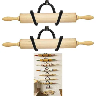 AUXPhome 2er Set - Nudelholzhalter Nudelholz Display Rack Nudelholz Aufbewahrung - Wandbehang Mehrzweck-Flaschenregal - Rustikale Wohnkultur Kolonial Wanddekor - Kein Nudelholz