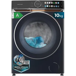 Cecotec Waschmaschine 10 kg Frontlader Bolero DressCode 10980 Direct Drive Blue A. 1400 U/min, Direct Drive Motor, Niedriger Verbrauch, FullColor Display, Lederimitat-Oberflächen, XXL-Tür, UV-Licht
