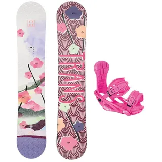 TRANS Damen Snowboard Set Premium Wood 155 cm Lila + Pipe M Bindung malvenfarben 155 CM