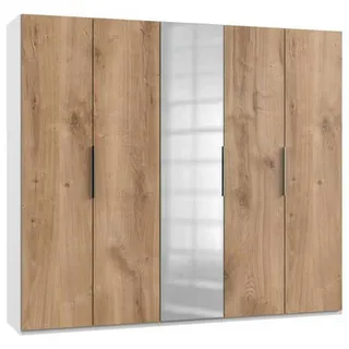 Level 250 x 216 x 58 cm Plankeneiche Nachbildung/weiß mit Spiegeltüren