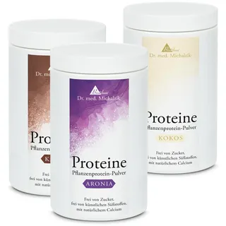 Proteine 1xAronia + 1xKakao + 1xKokos Dr. med. Michalzik - hochwertiges Pflanzenprotein-Pulver, Natur-Erbsenprotein -Kakao -Kokosmilchpulver - ohne Zusatzstoffe - von BIOTIKON®