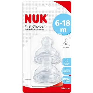 NUK 10125018 First Choice+ Anti-Colic-Trinksauger Größe 2 6-18 Monate 2er Pack