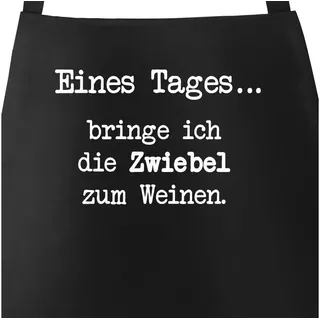 MoonWorks Grillschürze Grill-Schürze Kochschürze für Männer mit Spruch Eines Tages bringe ich die Zwiebel zum Weinen Moonworks®, mit kreativem Aufdruck schwarz