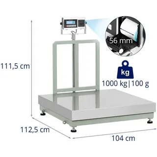 Steinberg Systems Plattformwaage 1000 kg / 100 x 100 cm LCD Drucker Bodenwaage Paketwaage