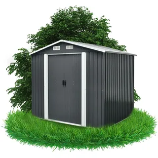Grindi - Gerätehaus Metall Sorbus II - Gartenhütte - Gartenhaus - Geräteschuppen 174x236x206 cm Schiebetür - Garten Schrank - Fahrradgarage - Shelter - Gartengerätehaus - Tiny House