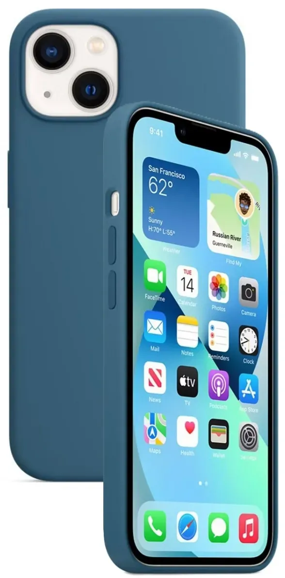 Silikon Tasche Case für Apple iPhone 13 Blau, Blue Jay MagSafe Model A2706 #MM0T3FE/A