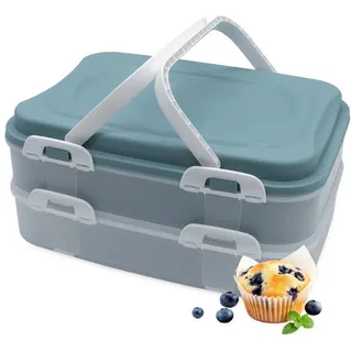 Spetebo Novaliv Kuchen-Transportbox mit Etagen und Hebeeinsatz wiederverwendbar - 40 x 30 cm) Aufbewahrungsbox mit Sicherheitsverschluss Einlage Party-Box Container Tortentransportbox Tortenbehälter
