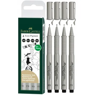 Faber-Castell Tintenschreiber ECCO PIGMENT, 0,2 mm - 0,8 mm, 4 Stück,