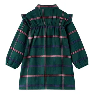 vidaXL Kinderkleid mit Langen Ärmeln und Rüschen Dunkelgrün 104