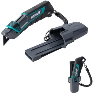 wolfcraft Trapezklingen-Messer PRO SAFETY mit Köcher - ideal zum griffbereiten Mitführen - 4292000