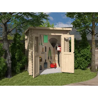 Gartenhaus Gerätehaus Blockhaus Pultdach naturbelassen Garten Holz Holzhaus