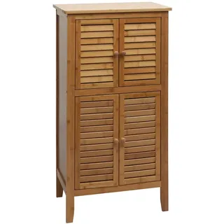 MCW Badezimmerschrank MCW-B18, Regal Kommode, 4 Türen Bambus 100x50x30cm