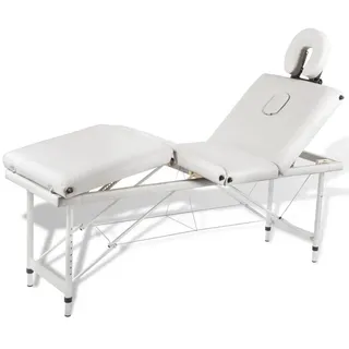 vidaXL Massagetisch mit Aluminiumrahmen, faltbar 4 Zonen Creme-Weiß