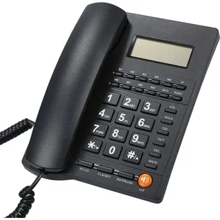 L019 Festnetztelefon, Büro-Heim-Hoteltelefon, Freisprechen, batterielos, Anrufer-ID, klarer großer Bildschirm, 5-stufige Helligkeitsanpassung, 38... - Schwarz