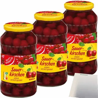Gut& Sauerkirschen leicht gezuckert entsteint 3er Pack (3x680g Glas) + usy Block