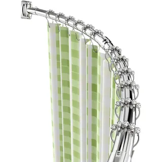 Misounda Duschvorhangstange Gebogene 110-180 cm Eckbadewanne Duschstange Edelstahl Ausziehbar Teleskopstange duschvorhangwinkelstangen für Badezimmer, Badewanne, Garderobe, Ankleidezimmer