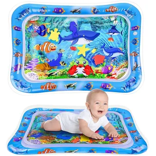 Wassermatte Baby Spielzeug 3 6 9 Monate, Wasserspielmatte Baby BPA-frei, Tummy Time Wassermatte Sensorische Baby Aquarium Water Mat, Bauchlage Spielzeug Baby und Baby Matte Wasser