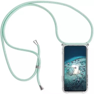 Handykette Handyhülle für Sony Xperia 10 III mit Band - Transparent Handy-Kette Handy Hülle mit Kordel zum Umhängen Handyanhänger Halsband Lanyard Case-Grün