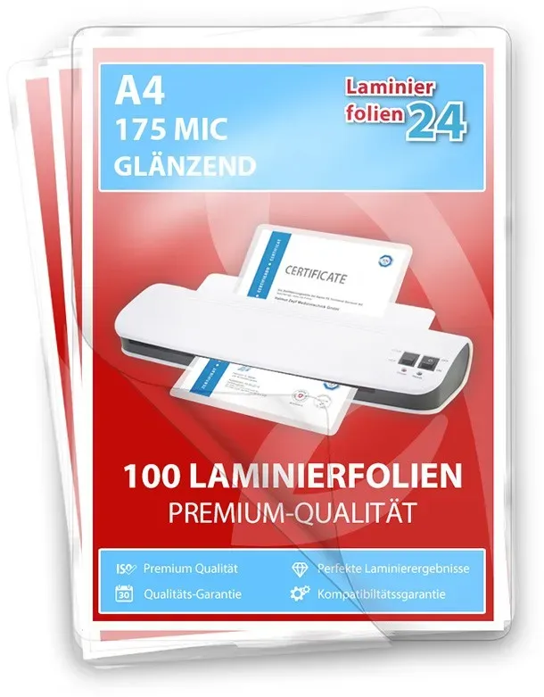 Laminierfolien A4, 2 x 175 Mic, glänzend -copy
