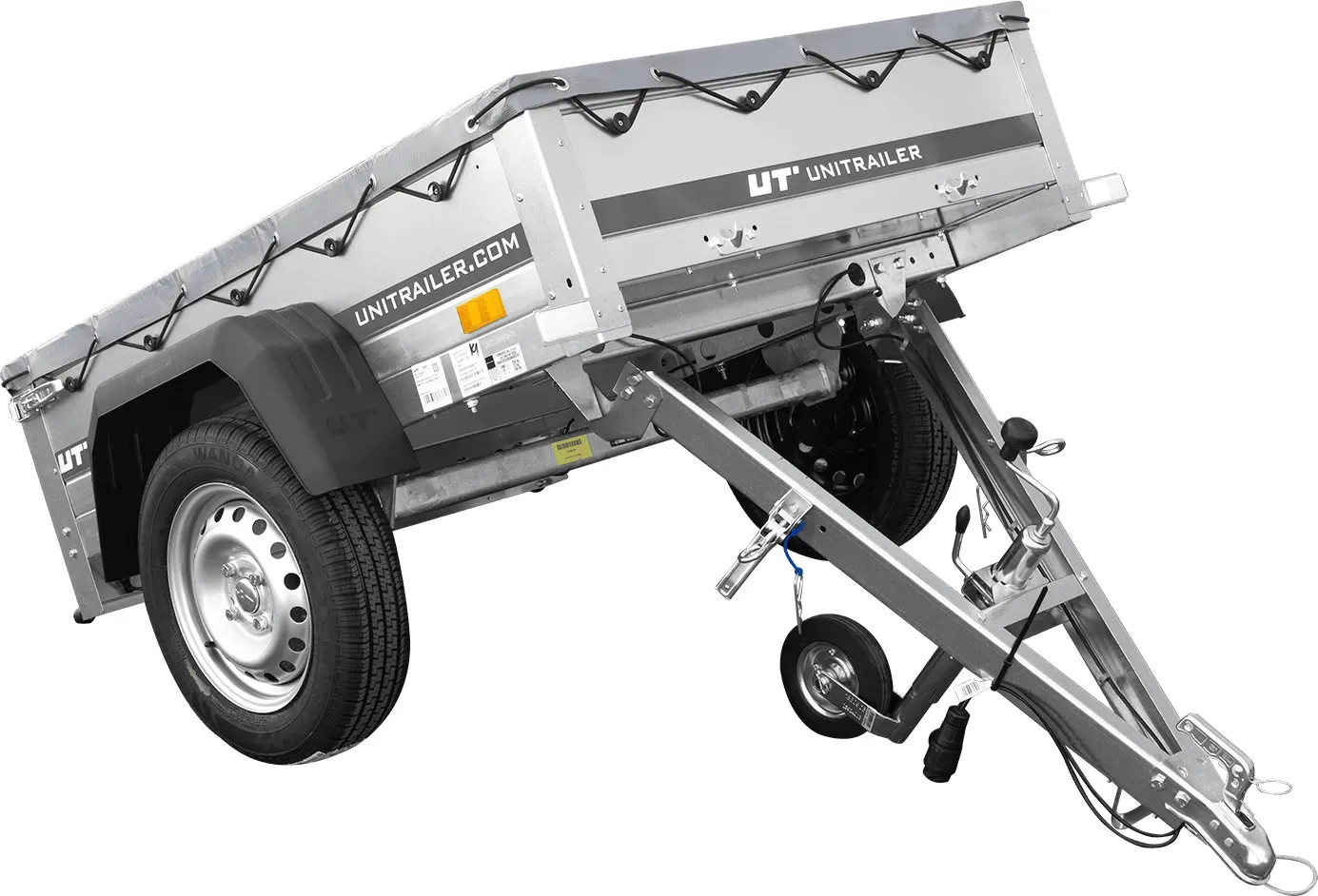 Kleinanhänger für Pkw Garden Trailer 150 KIPP, 150 x 106 cm, 750 kg [mit Flachplane, Planenträgern und Stützrad]