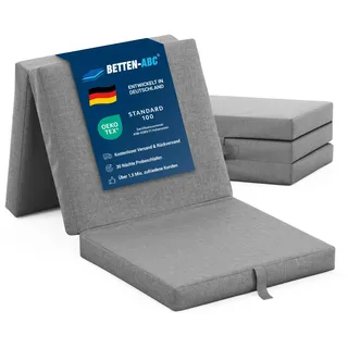 Betten-ABC - Faltmatratze grau (3-TLG.) - ideale für Gäste - Klappmatratze für Reisen, Camping & Kinder zum Spielen - Oeko-TEX-Zertifiziert - Bezug aus Baumwolle & Polyester - leicht verstaubar