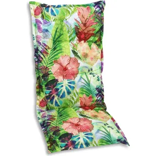 GO-DE Textil, Sesselauflage hoch, Blume/Blätter bunt, 2944-01 - Grün