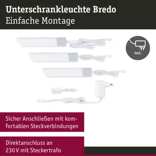 Paulmann LED Unterbauleuchte Bredo silber warmweiß 3er Set