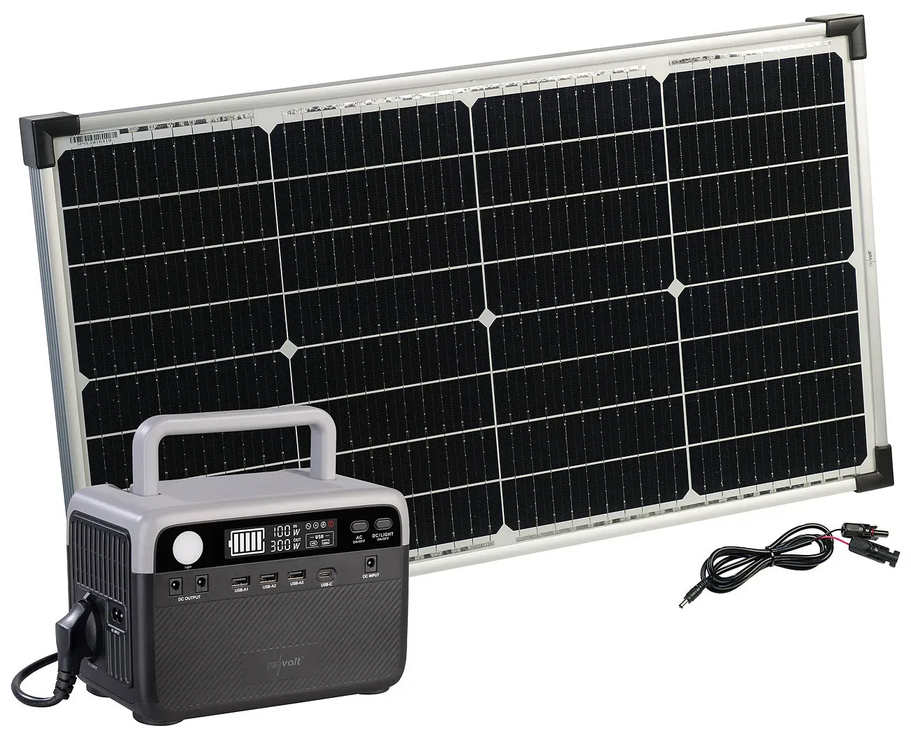 Powerstation & Solar-Generator, 230 Wh, 230 V, 300 W & Solarpanel 60 W