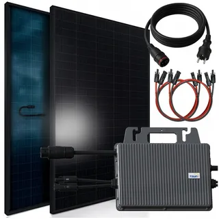 sunniva Balkonkraftwerk Full Black Bifacial 800W inkl. TSUN Micro Wechselrichter + 2 x 460W Solarpanels