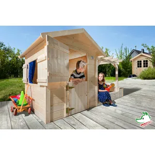 Weka Spielhaus natur mit Pergola und Sandkasten 818.1212.10430