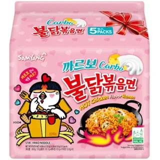 5x130g Samyang Instandnudelsuppe Spicy Hot Chicken Buldak Carbonara Ramen Käse