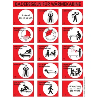eliga Baderegeltafel für Infrarotkabine
